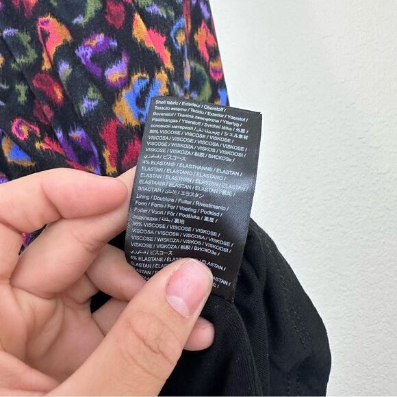 FARM Rio Leopard Print Jersey Sheath Dress in Black Ikat-Dyed Size S - Picture 11 of 13